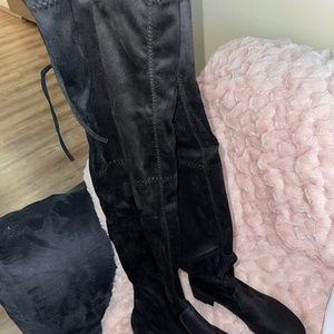 Thigh High Black Suede-like Boots Size 9